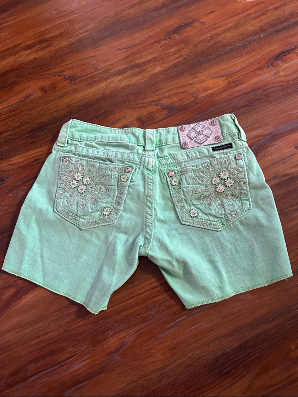Miss Me Women's Neon Green Denim Shorts Size 27